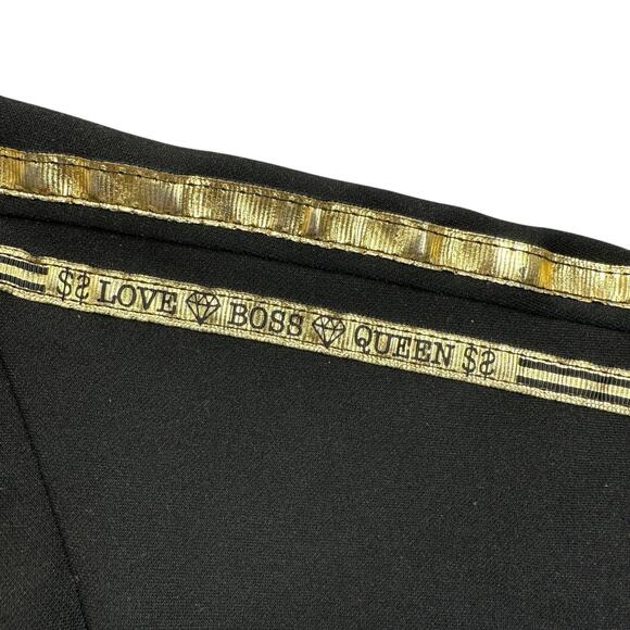 Mystiq Jogger Pants Womens Size M Black Gold Love Boss Queen Y2K - Picture 2 of 9